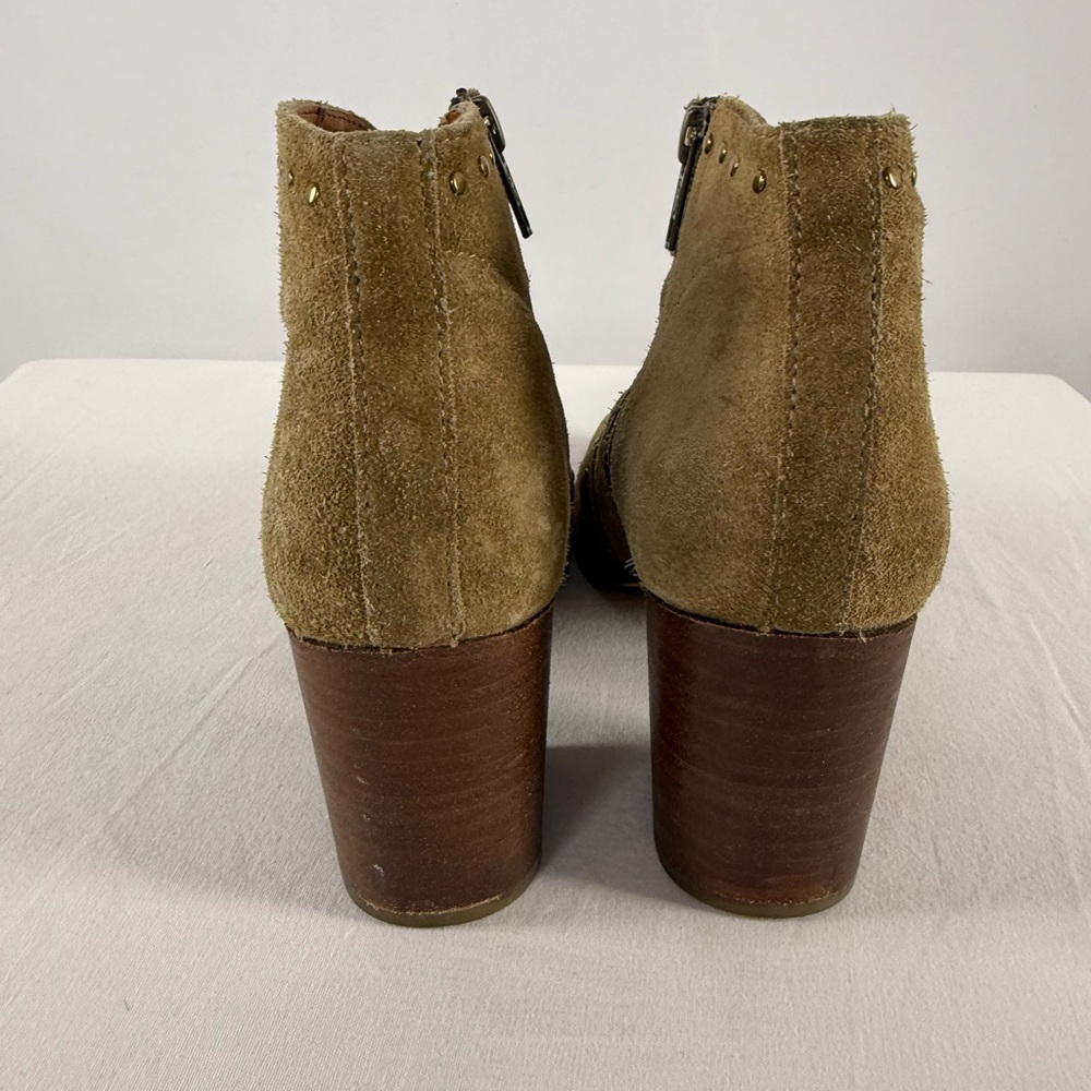 Frye Nora Suede Studded Booties in Olive Green Size 8 - Picture 5 of 9